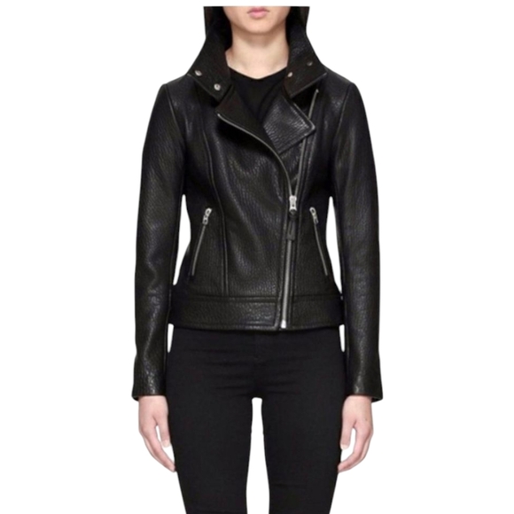 NWOT MACKAGE ARITZIA Kenya Moto Biker Black Leather Jacket - Picture 3 of 11